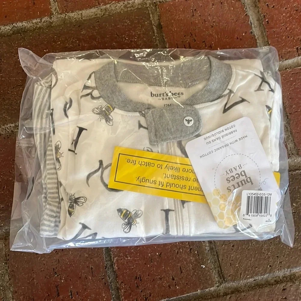 Burt's Bees Baby Pajamas Zip Front Non-slip Footed Pjs, 100% Organic Cotton‎ - Picture 2 of 9